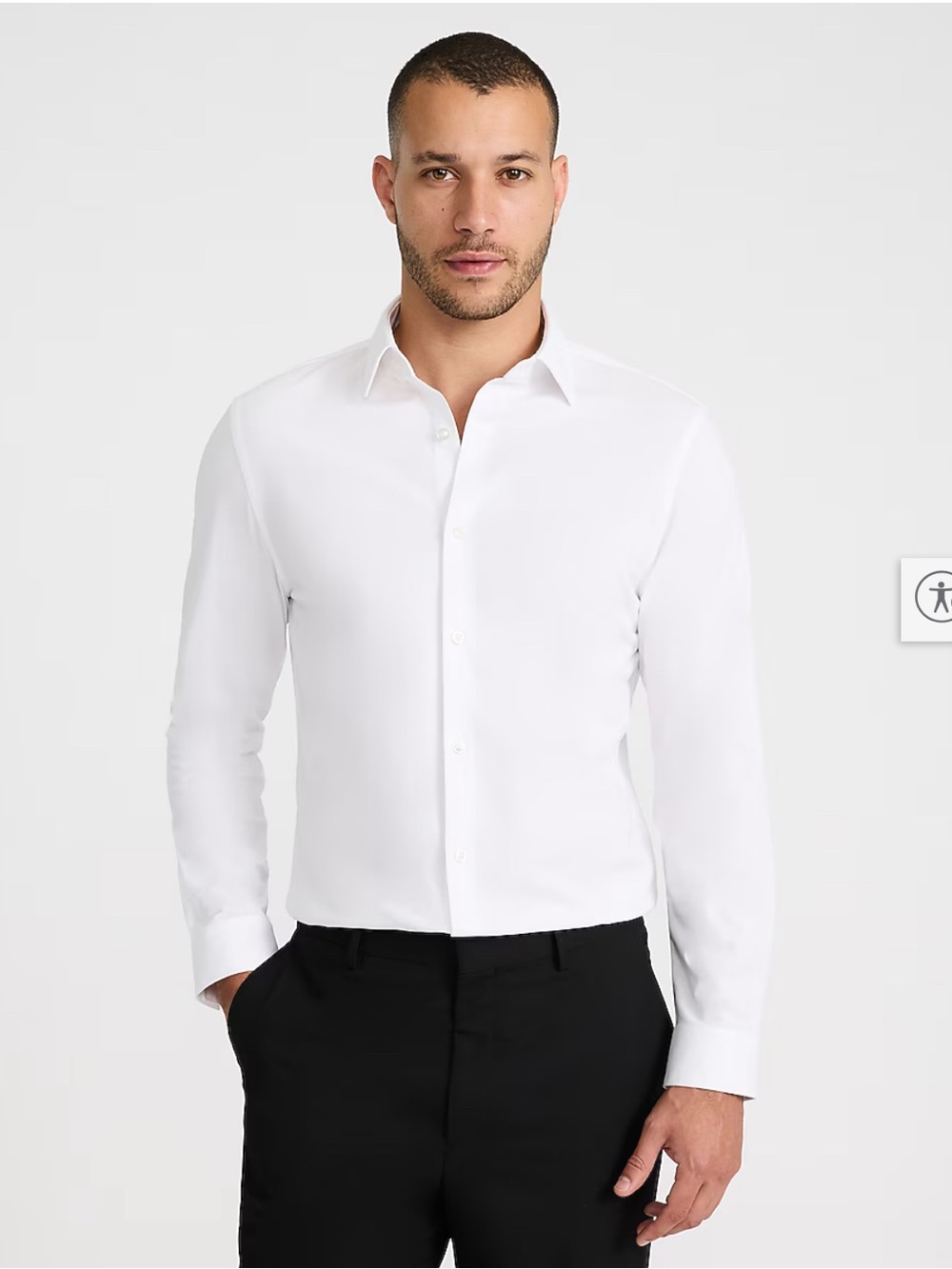 Men's Classic White Dress Shirt - Express 1MX Fitted Stretch Cotton